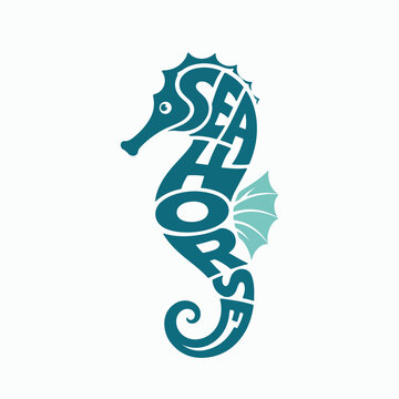 Minimalist typography vector logo of Seahorse
