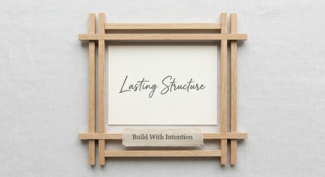 Minimalist Wooden Frame Displaying Motivational Text For Business Concepts