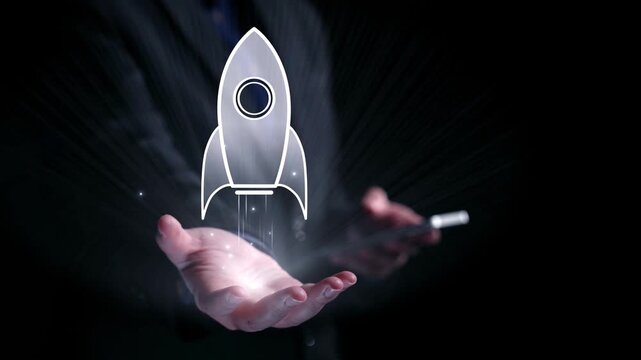 Startup launch and business growth concept, rocket symbolism, entrepreneurship, startup innovation, and early-stage success strategies for new business development and expansion. Elide