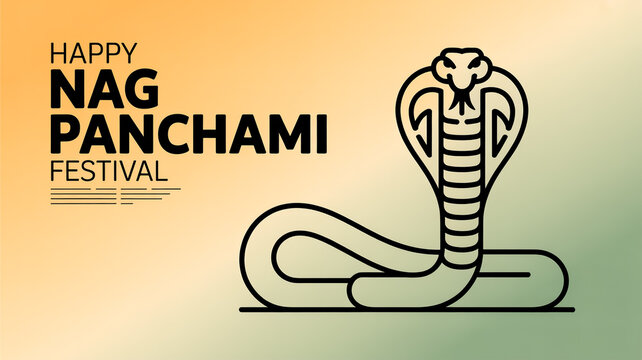 Happy Nag Panchami Festival Minimal Flat Vector Cobra Illustration