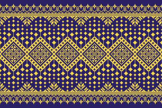 Cross Stitch Pattern concept folk embroidery seamless texture, rustic ornament motif. Design for: fabric, fashion, decor, blanket. Pattern charm woven art. I drew this by myself, it&rsquo;s not AI generated