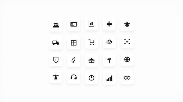 A comprehensive collection of minimalist web and user interface design icons featuring professional vector line art symbols for digital application navigation