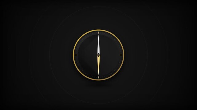 Sleek and sophisticated black and gold compass on a deep dark background, symbolizing direction, guidance, and future strategy in a modern minimalist graphic design