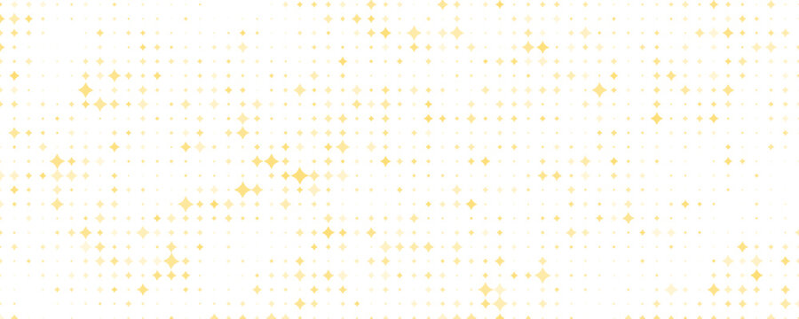 Gold confetti star seamless pattern. Yellow spark repeated wallpaper. Golden glitter sparkle repeating background.eps10