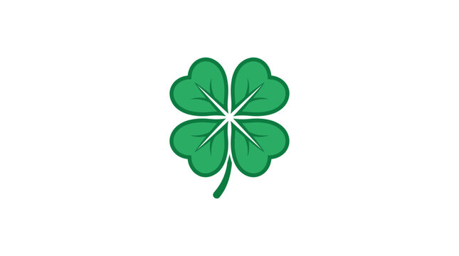 Simple Green Four Leaf Clover Vector Illustration