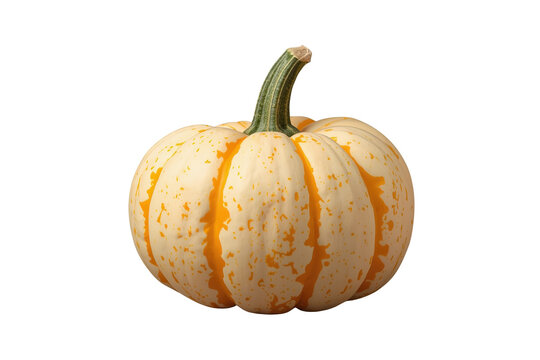 Cream white pumpkin with orange speckled stripes
