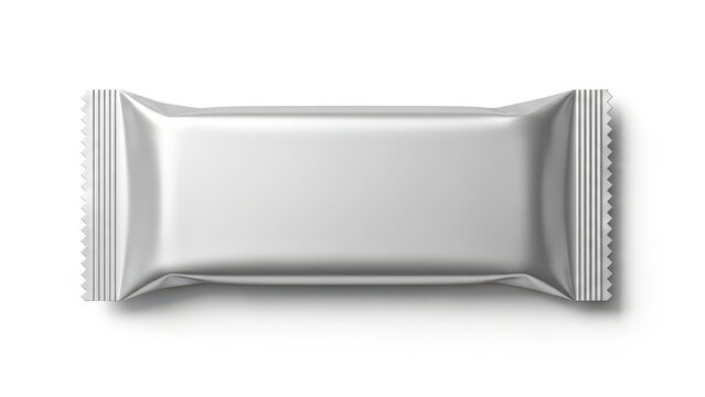 Empty silver foil chocolate bar wrapper with crinkled edges