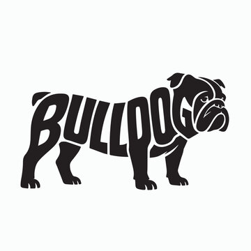 Minimalist typography vector logo of Bulldog
