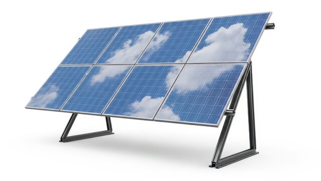 Solar panels on metal frame structure for clean energy setup