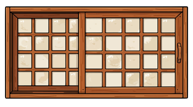 Traditional Filipino capiz shell sliding window vector illustration