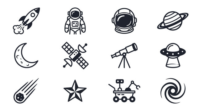 Vector astronomy and space icon set