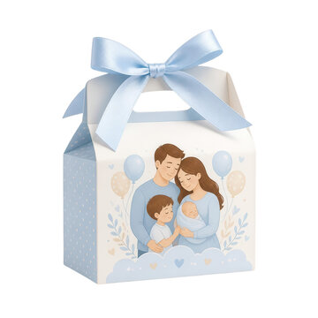 Light Blue Gable Gift Box For Baby Boy Shower Celebration