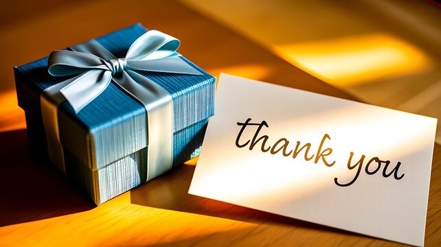 Gift box with thank you card representing gratitude and appreciation