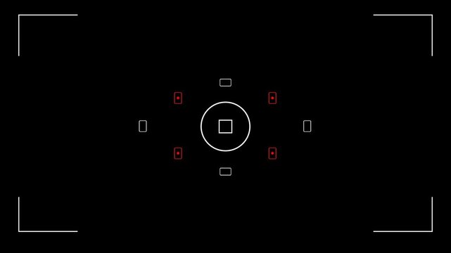 SLR camera viewfinder focusing and shooting animation, alpha channel	