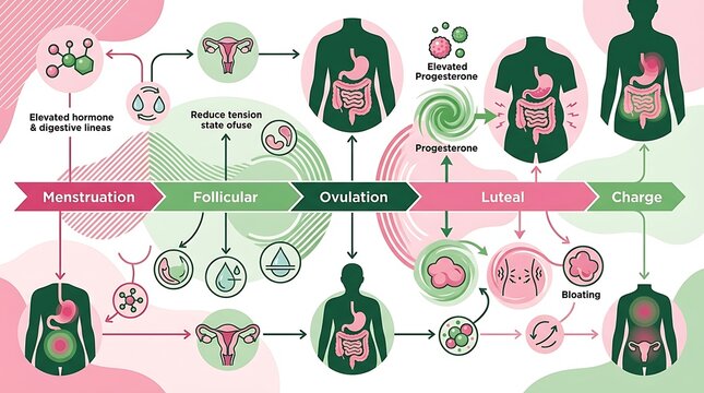 Comprehensive menstrual cycle infographic showing hormonal phases