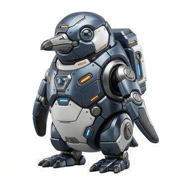 Futuristic 3D Render Sci-Fi Penguin Robot Game Asset Icon