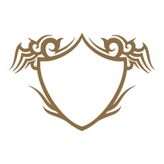 Fototapeta premium Golden Shield Emblem with Wings Illustration 