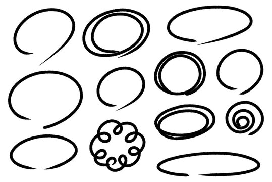 手描きの黒い円形のアイコンセット