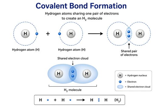 Covalent Bond Diagram Showing Shared Electron Pair