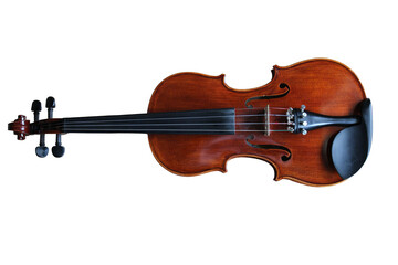 Fototapeta premium Classic wooden violin isolated on transparent background