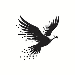 Fototapeta premium Digital Eagle Icon, Abstract Pixelated Bird of Prey, Vector Art, Symbol of Freedom and Power