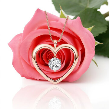 apink rose and heart shaped necklace 