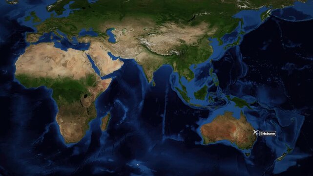 Animated Flight Route Map from Brisbane Australia to Rome Italy
