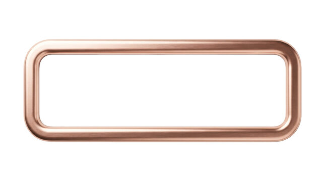 A minimalist rose gold rectangular frame isolated on a clean white background, captured with studio lighting for a luxurious modern aesthetic.