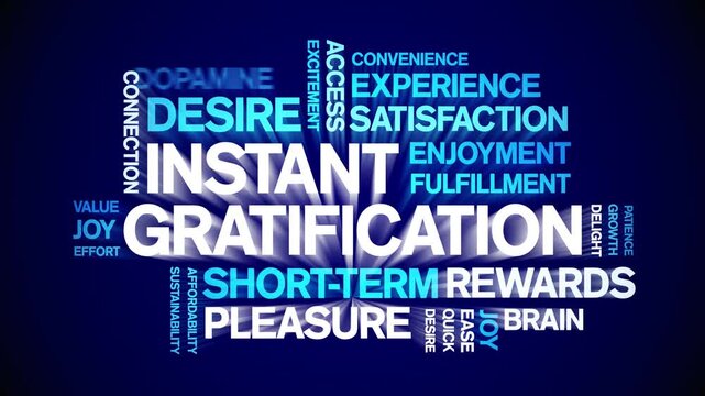 instant gratification insurance animated word cloud-text design animation tag kinetic typography seamless loop.