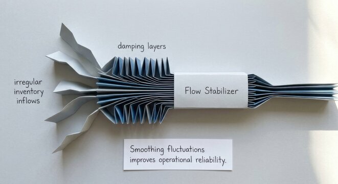 Folded Paper Flow Stabilizer with Damping Layers Minimizing Fluctuations