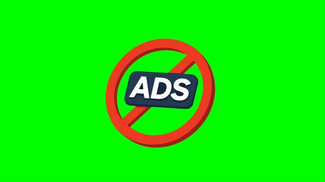 no advertising sign ads blocking marketing restriction animation HD 4K