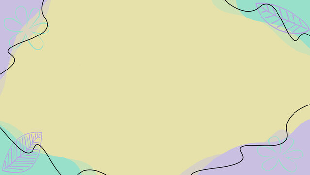 Colorful Pastel Abstract Border Background with Organic Shapes