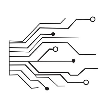 Simple black circuit board vector illustration isolated on white background