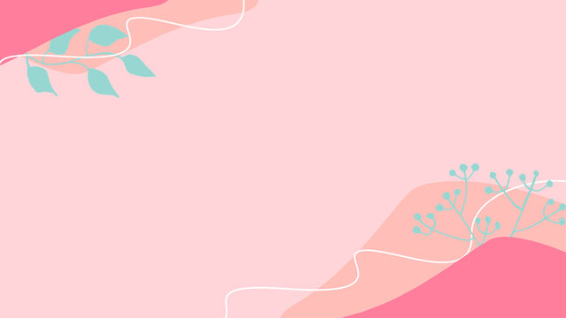 Soft Pink Botanical Background with Modern Organic Leaf Design