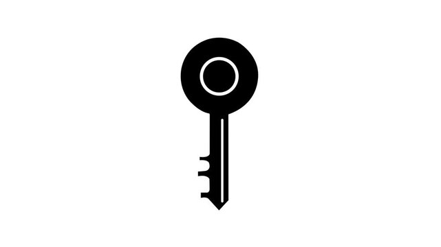 Vertical Key Line Drawing Animation Animated Black Key Shape Symbol Motion Graphics for Security Password and Real Estate Concept Isolated on White Background