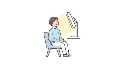 Fototapeta premium Person sitting in front of a desk fan for cooling