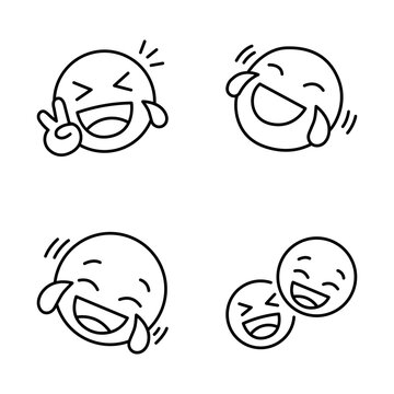 Collection of emoticons displaying various laughing