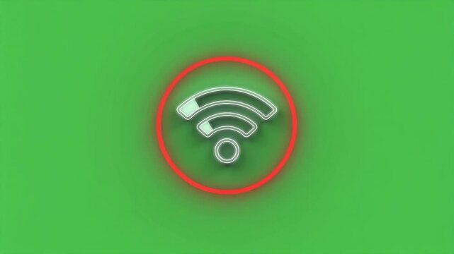 Stylized wireless signal icon with glowing effects on a vibrant green background
