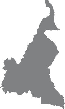 Simple grey silhouette map of cameroon isolated on white background illustration