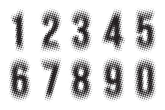 Halftone Dotted numbers in retro style Vector Illustration