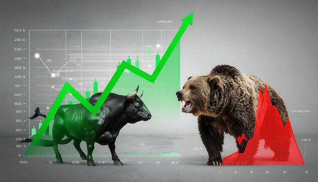 Bull and Bear market trend financial concept