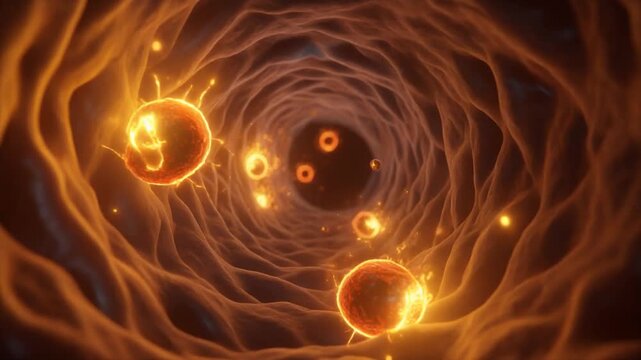 Realistic ATP production inside healthy mitochondria for biotechnology, healthcare education, pharmaceutical presentations, scientific publishing, and commercial websites.