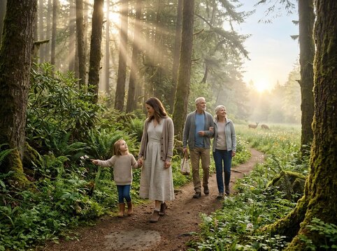 Family forest walk