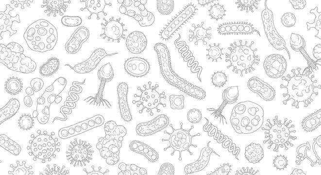 Microorganisms Bacteria Virus Seamless Pattern