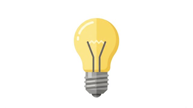 a yellow light bulb animation turning on and off to represent ideas and innovation in simple design