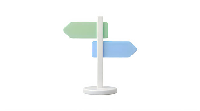 Two colorful directional sign post arrows pointing in different directions 3d illustration