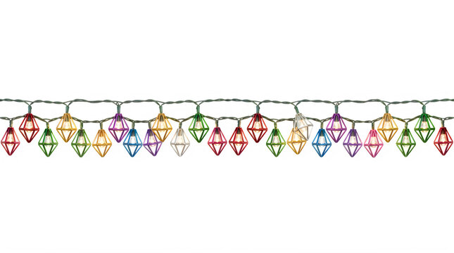 Colorful decorative christmas string lights border for festive holiday season decoration