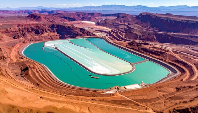 Aerial View of Potash Evaporation Ponds in Moab, Utah.
