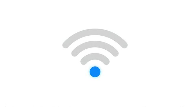 a wireless internet connection symbol animated in blue color against a clean white background in flat style