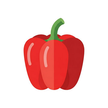 Fresh Red Bell Pepper Sweet Paprika Flat Vector Illustration Isolated